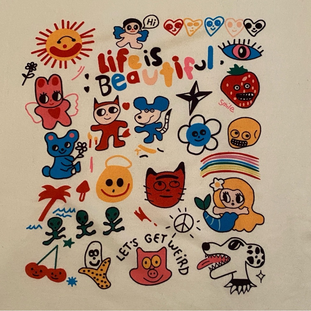 ☀️ Life is Beautiful Colorful Cartoon Crop Top Shirt